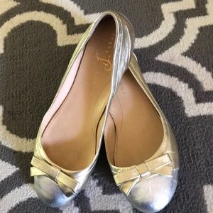 Ivanka Trump Silver/Gold Bow Flats Size 9